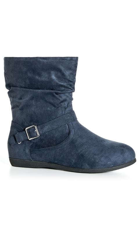 Plus Size  CloudWalkers Navy WIDE FIT Sienna Ankle Boot