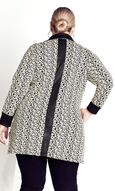 Avenue White Abstract Print Textured Jacket | Evans 8