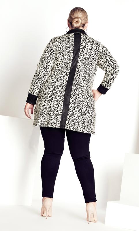 Avenue White Abstract Print Textured Jacket | Evans 9