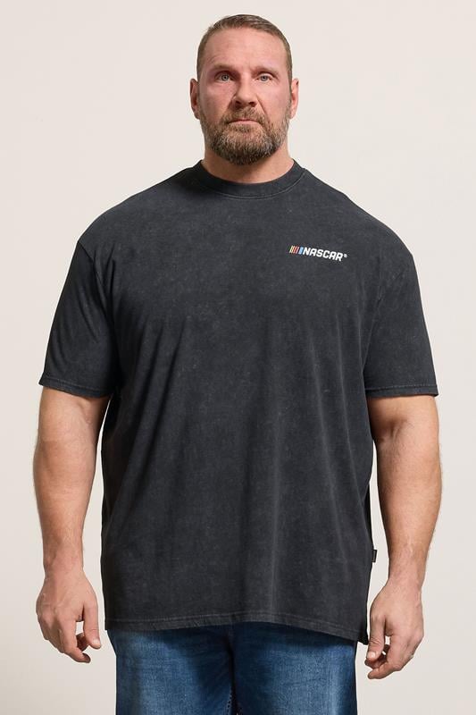BadRhino Big & Tall Black Acid Wash Nascar Graphic T-Shirt