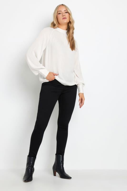 LTS Tall Ivory White High Neck Crinkle Top | Long Tall Sally 1