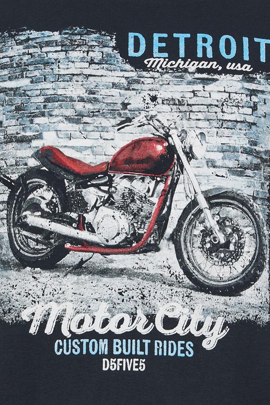 D555  Big & Tall Navy 'Detroit' Motorbike T-Shirt | BadRhino 2
