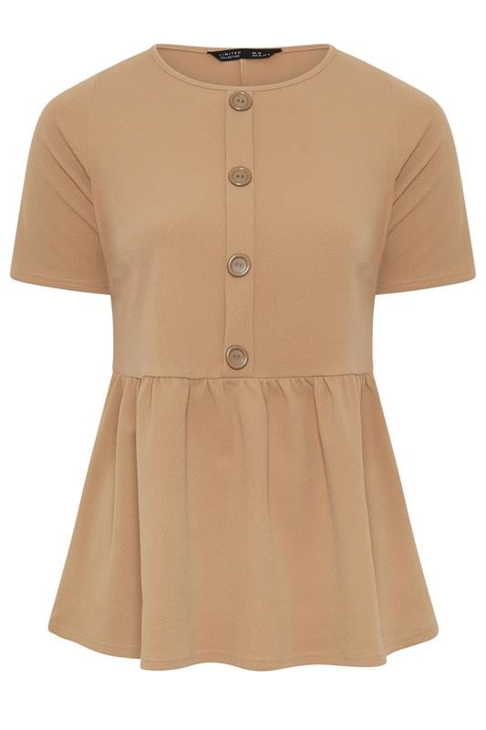 LIMITED COLLECTION Plus Size Natural Brown Peplum Top | Yours Clothing 5