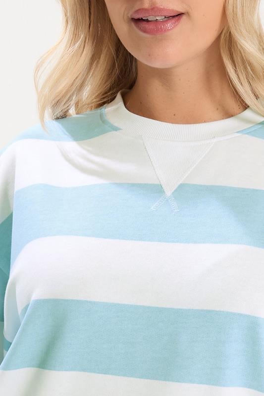 YOURS Plus Size Blue & White Stripe Sweatshirt | Yours Clothing 4