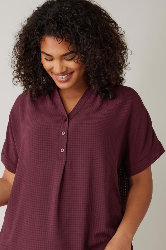 EVANS Plus Size Purple Woven Check Blouse | Evans  4