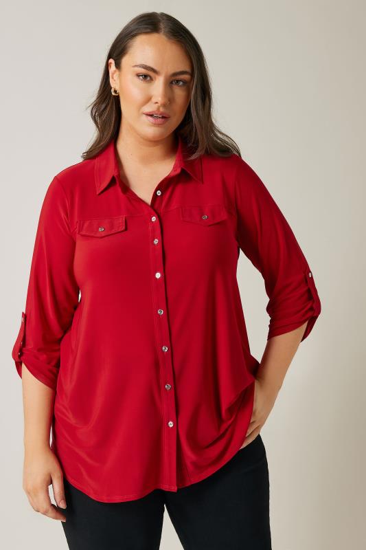 Plus Size  EVANS Curve Red Tab Sleeve Blouse