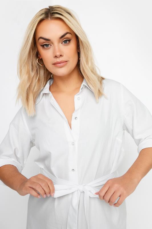 YOURS Plus Size White Midi Shirt Dress | Yours Clothing 4