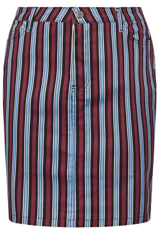LIMITED COLLECTION Plus Size Navy Blue Stripe Denim Mini Skirt | Yours Clothing 5