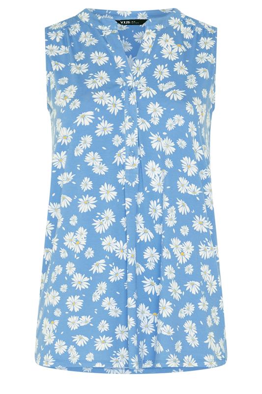 YOURS Plus Size Blue Daisy Sleeveless Swing Blouse | Yours Clothing 5