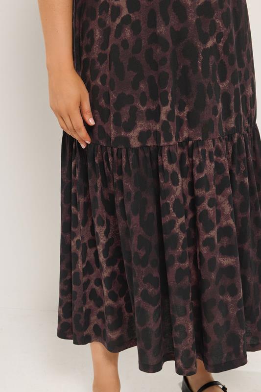 YOURS Plus Size Brown Leopard Print Drop Waist Maxi Dress | Yours Clothing 4