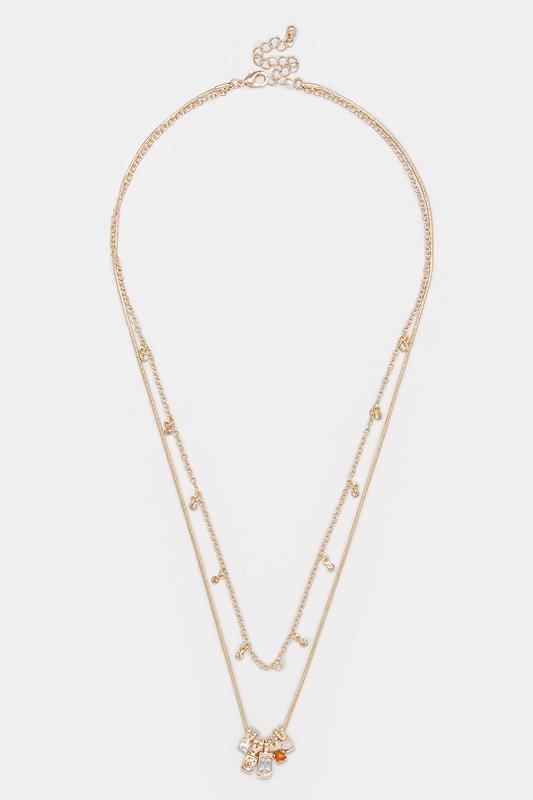 Gold Tone Double Layer Charm Necklace