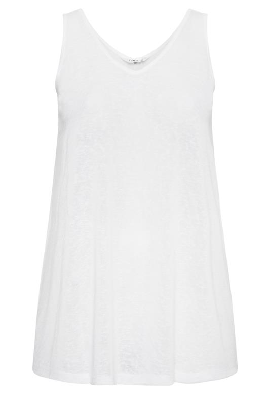 YOURS Curve Plus Size White Linen Look Vest Top | Yours Clothing  5