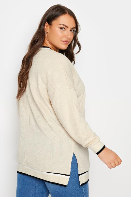 YOURS Plus Size Curve White Cable Knit Sweatshirt | Yours Clothing 3