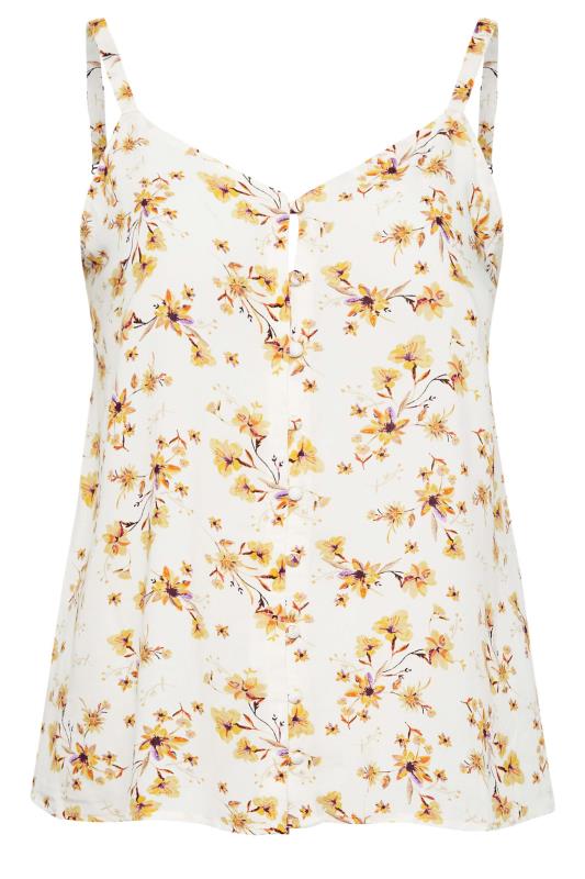 YOURS Plus Size White Floral Button Cami Vest Top | Yours Clothing 6