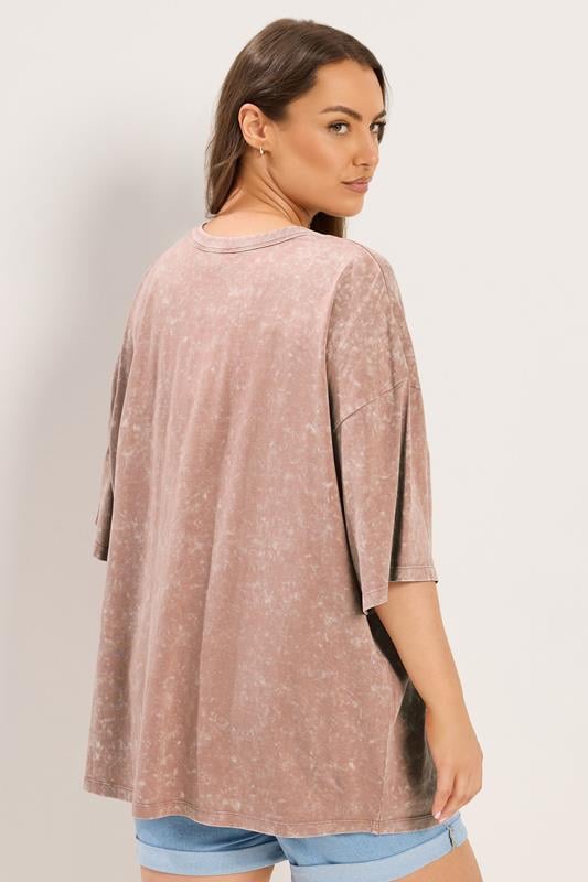YOURS Plus Size Pink Acid Wash Boxy Daisy Print T-Shirt | Yours Clothing 2