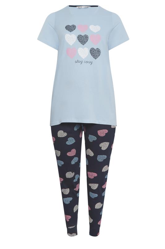 YOURS Plus Size Blue 'Stay Cosy' Slogan Pyjama Set | Yours Clothing 6