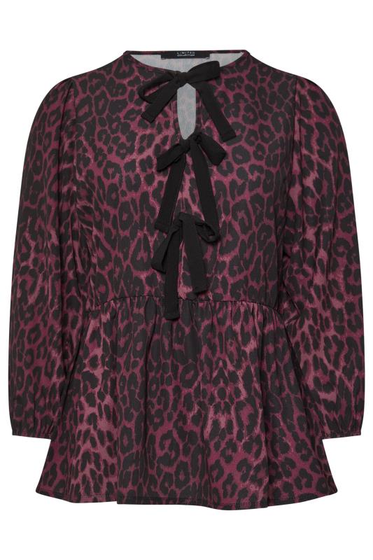 LIMITED COLLECTION Plus Size Burgundy Red Leopard Print Tie Front Top | Yours Clothing  6