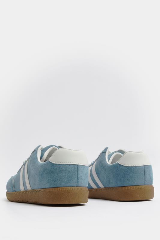 Blue Faux Suede Retro Stripe Trainers In Extra Wide EEE Fit 4