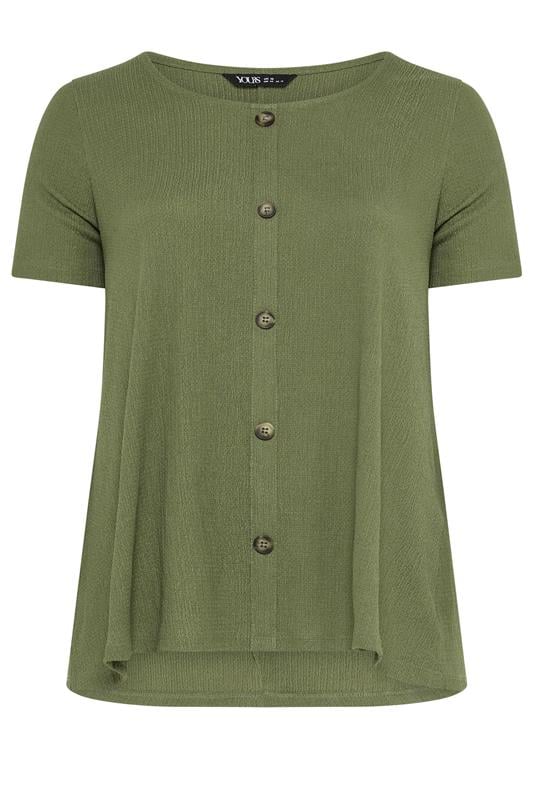 YOURS Plus Size Olive Green Crinkle T-Shirt | Yours Clothing 5