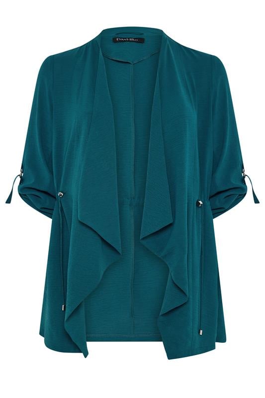 EVANS Plus Size Teal Green Lightweight Waterfall Jacket | Evans 5