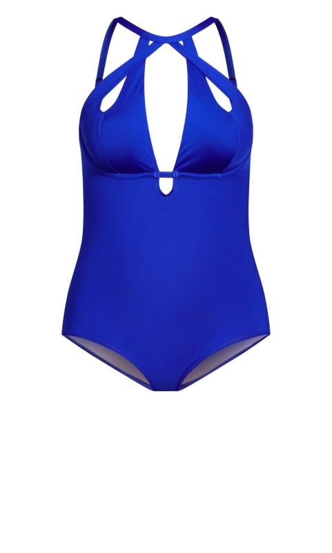 Evans Cobalt Blue Cut Out Plunge Swimsuit | Evans 5