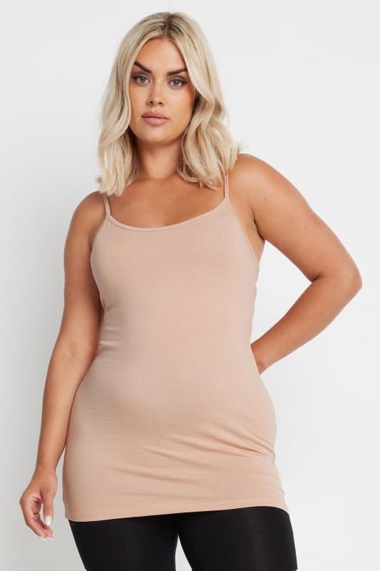 YOURS Plus Size 3 PACK Black & Nude Cami Tops | Yours Clothing  2