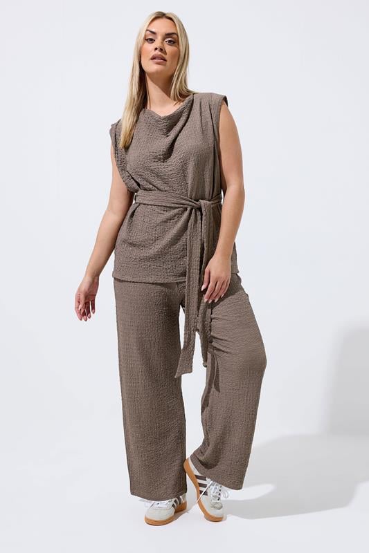  LIMITED COLLECTION Curve Brown Textured Trousers
