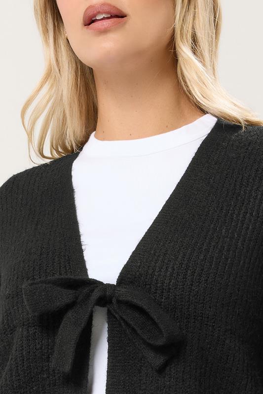 YOURS Plus Size Black Bow Tie Front Cardigan | Yours Clothing 4