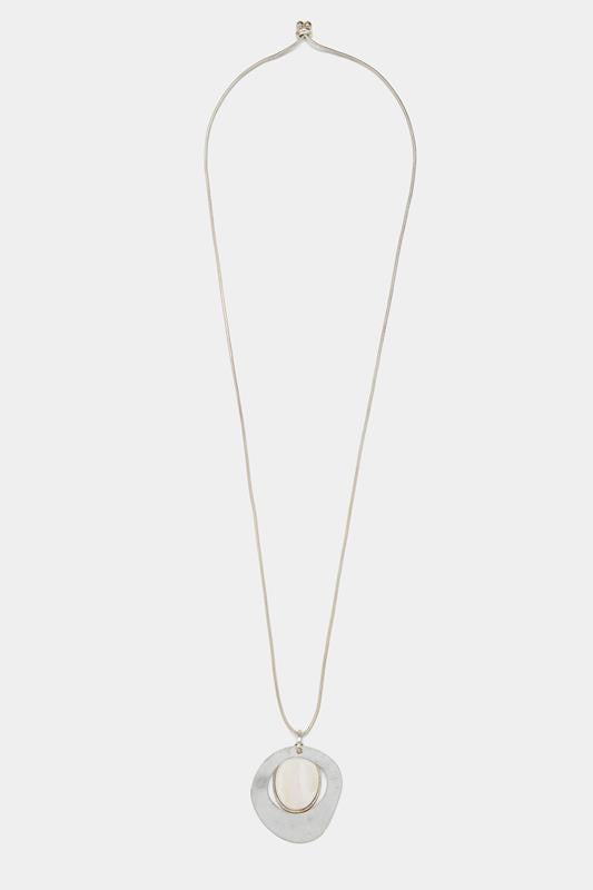 Silver Tone Gemstone Pendant Necklace