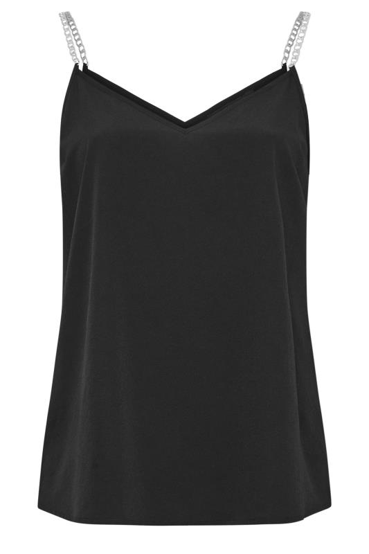 Yours Plus Size Black Chain Strap Cami Top | Yours Clothing 6