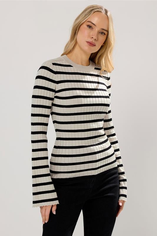  LTS Tall Natural Brown Striped Ribbed Jumper