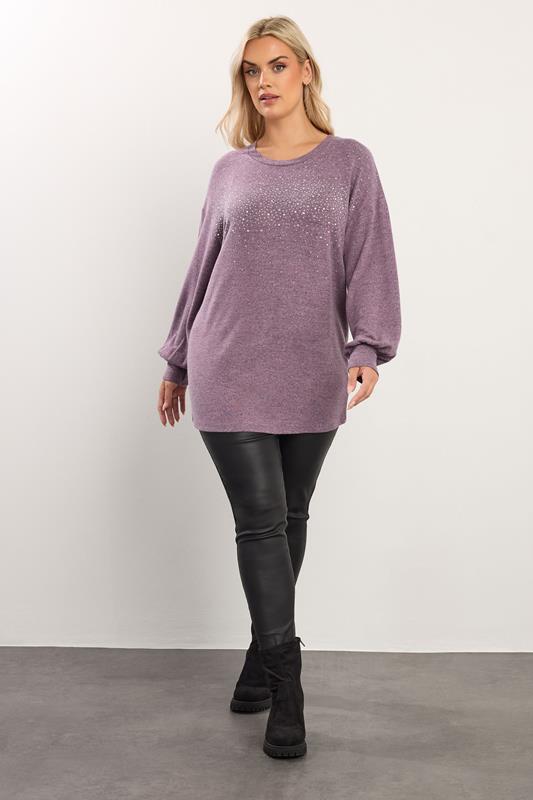 YOURS Plus Size Pink Studded Jumper | Yours Clothing 1