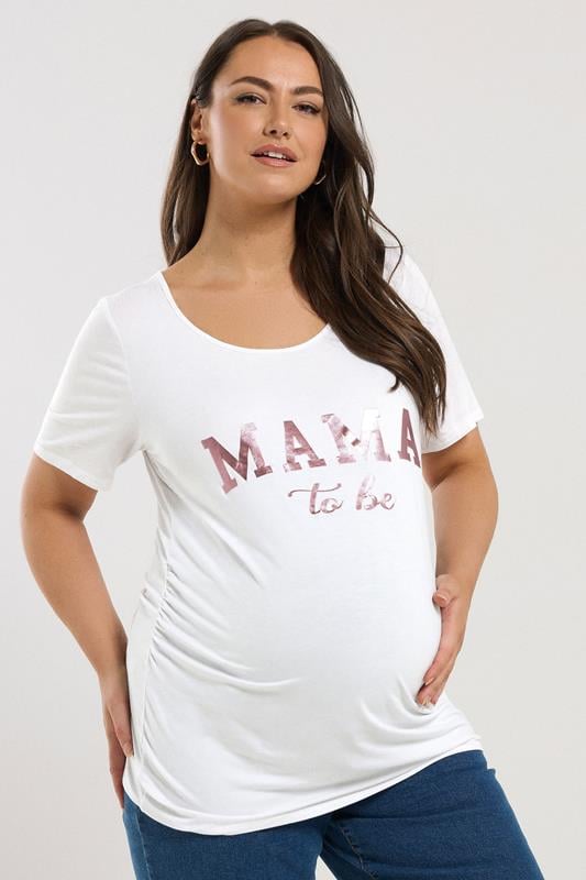 Plus Size  BUMP IT UP MATERNITY Curve White 'Mama To Be' Slogan T-shirt