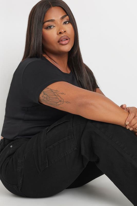 YOURS Plus Size Black Cargo Jeans | Yours Clothing  5