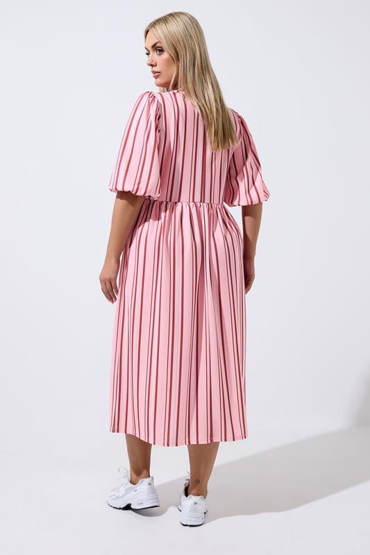 LIMITED COLLECTION Plus Size Pink Stripe Peplum Dress | Yours Clothing 2