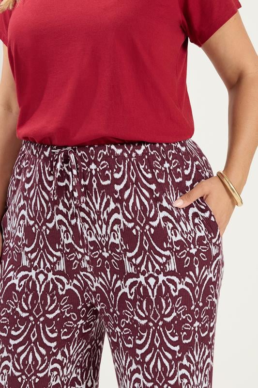 YOURS Plus Size Red Ikat Print Trousers | Yours Clothing 4