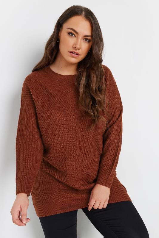 YOURS Plus Size Essential Burnt Orange Knitted Jumper | Yours Clothing 1