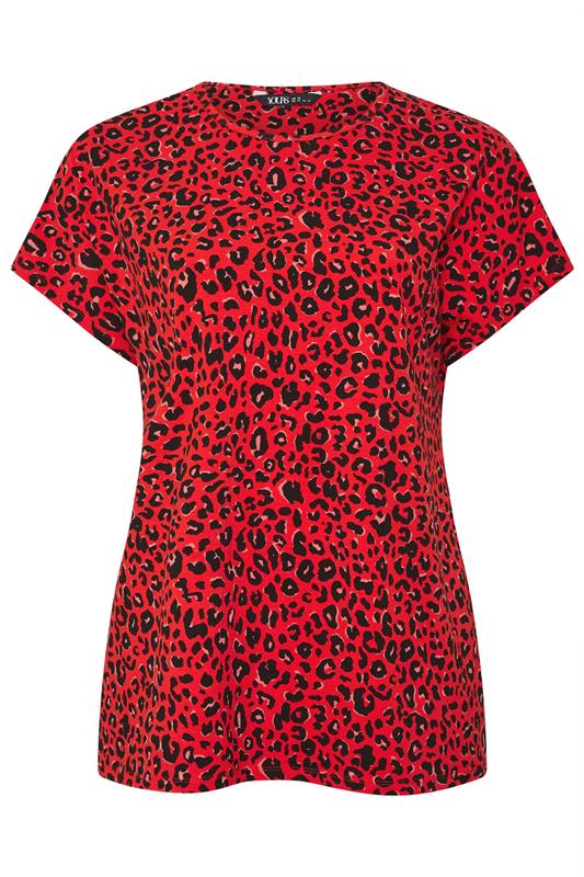 YOURS Plus Size Red Leopard Drop Shoulder Top | Yours Clothing 5