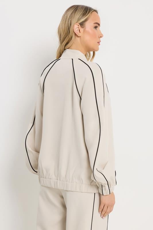LTS Tall Women's Ivory White Piped Zip Through Jacket | Long Tall Sally 2