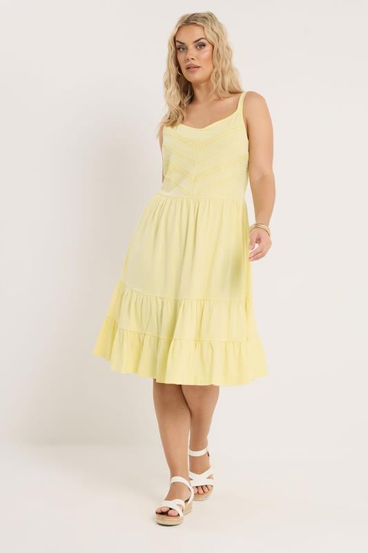  YOURS Curve Lemon Yellow Lace Beach Mini Dress