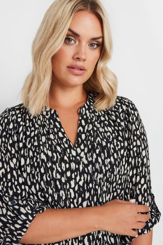 YOURS Plus Size Black Leopard Print Pintuck Blouse | Yours Clothing  3