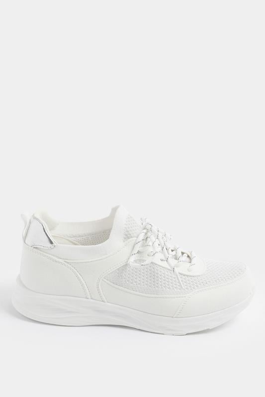 White Knitted Trainers In Extra Wide EEE Fit | Yours Clothing 2