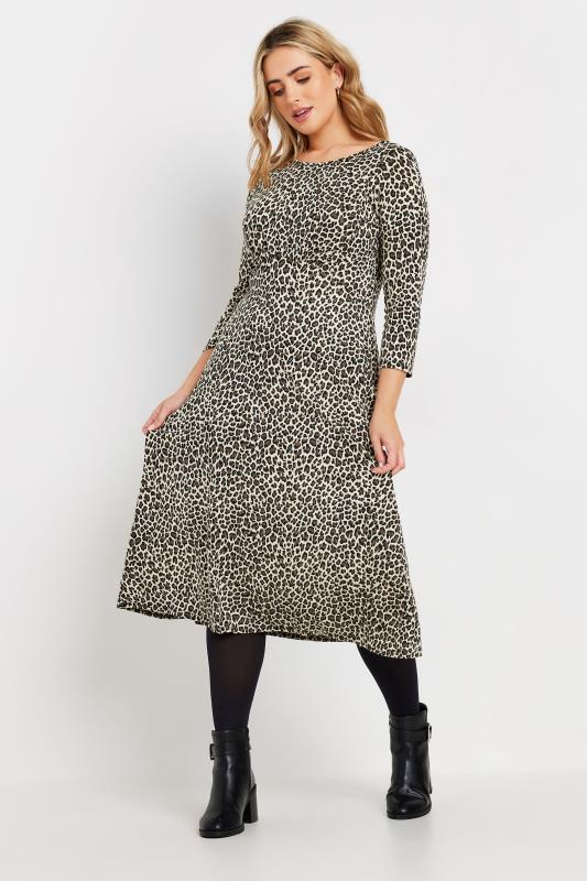 M&Co Natural Brown Leopard Print Midi Dress | M&Co 2