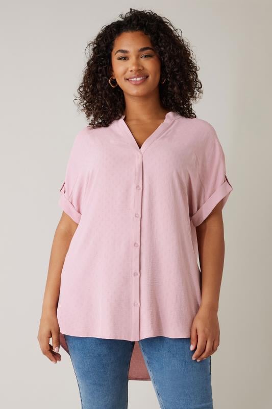 Plus Size  EVANS Curve Baby Pink Short Sleeve Blouse