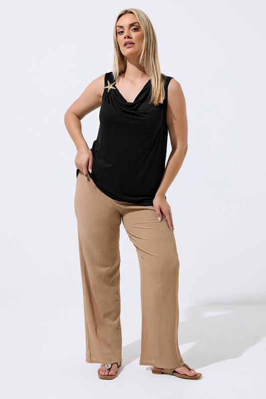 LIMITED COLLECTION Plus Size Black Drape Starfish Detail Top | Yours Clothing 1