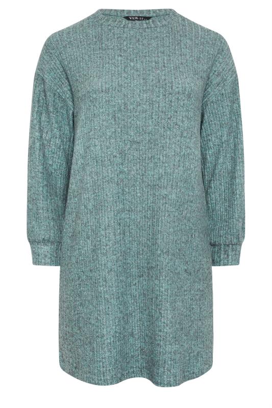 YOURS Plus Size Blue Soft Touch Ribbed Jumper Dress | Yours Clothing 5