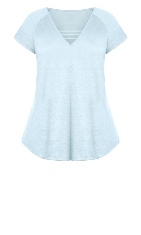 Evans Light Blue 3 Bar V-Neck Top 4