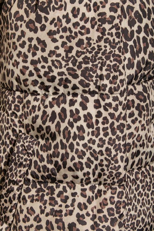 LTS Tall Womens Beige Brown Leopard Print Longline Puffer Coat | Long Tall Sally 5