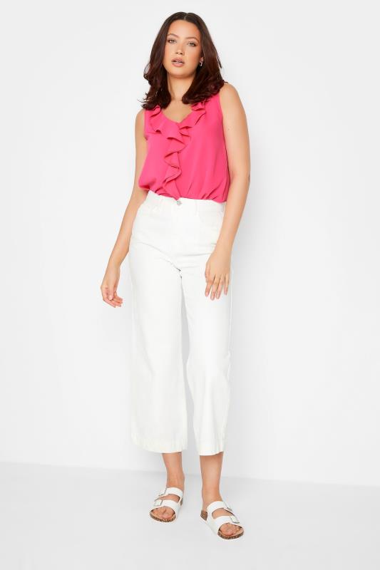 LTS Tall Hot Pink Ruffle Front Sleeveless Top | Long Tall Sally  2