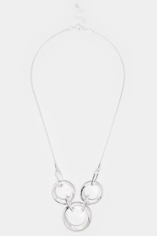 Silver Tone Triple Circle Necklace | Yours Clothing  2